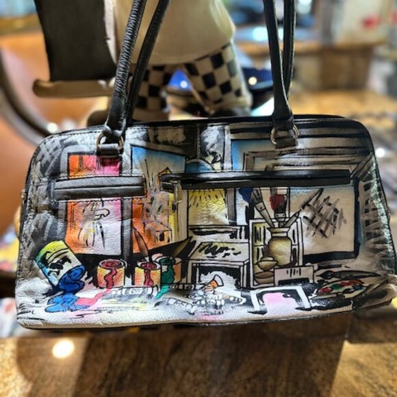 Biacci Leather Excellent Condition Hand Painted Satchel Purse Bag Handbag - Picture 2 of 8